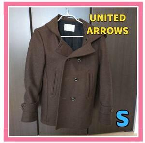 美品UNITED ARROWS メンズ ピーコート ダークブラウン S