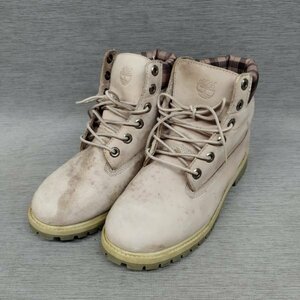 J253 Timberland ティンバーランド ワーク ブーツ ヌバック レザー 単色 チェック レースアップ ストリート レディース ピンク 23cm