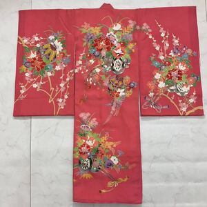 ◆kimono+one◆未使用同然◆産着◆お宮参り◆襦袢付き◆七五三◆３歳用◆女の子着物◆七五三お詣り女の子着物こどものひお正月卒業式Y20