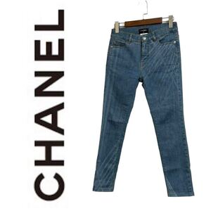 【極美品】CHANEL シャネル ジーンズ デニム #34 ブルー ココボタン デニムパンツ ジーンズ