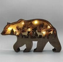 クマ型LEDライト ベア 動物 工芸 工芸品 装飾 アクセサリー LED 照明 インテリア オーナメント オブジェ 置物 小物 クマ 熊