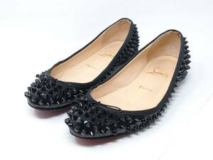 クリスチャンルブタン Christian louboutin SONIETTA SPIKES PATENT フラットシューズ パンプス スパイク 靴 36 約23cm 1130004 ZAOSIOYO