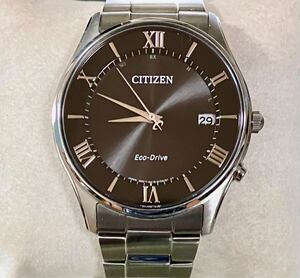 ★稼働品★CITIZEN シチズン★エコドライブ★電波ソーラー★H415-S112907★デイト★ブラック文字盤 ★メンズ腕時計★