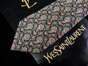 ♪今週の特売980円～♪0488♪状態並品【YSL】サンローラン【花 ペイズリー 柄】ネクタイ♪