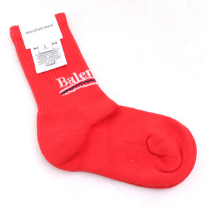 未使用 BALENCIAGA キャンペーンロゴテニスソックス レッド 500812 372B4 6568 バレンシアガ 靴下 POLITICAL CAMPAIGN TENNIS SOCKS