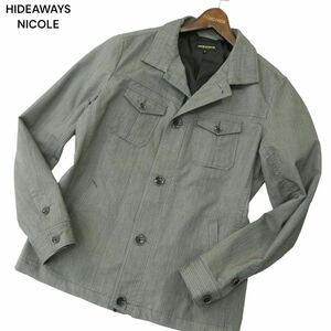 HIDEAWAYS NICOLE ハイダウェイ ニコル 通年 ヘリンボーン★ ワーク ジャケット Sz.48　メンズ グレー　A4T02483_3#O