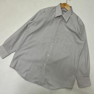 184 美品 YUKI TORII HOMME ユキトリイ ストライプ 長袖 ワイシャツ PERFECT EASY IRON 比翼 ビジネス オフィス メンズ 30915D