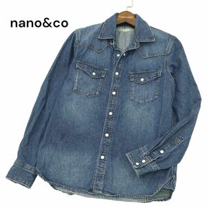 nano&co ナノユニバース 通年 USED加工★ 長袖 ウエスタン デニム シャツ Sz.S　メンズ　A4T03115_3#C