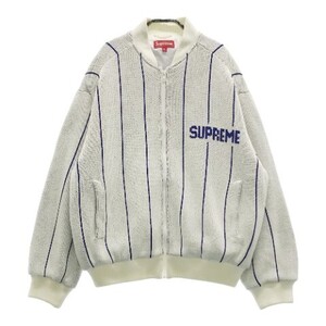 SUPREME シュプリーム 23SS Varsity Zip Up Sweater Pinstripe ホワイト系 M [240101047670] メンズ