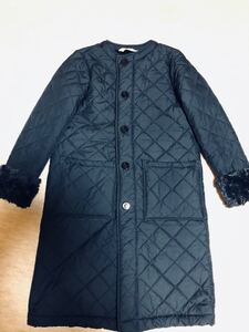 MACKINTOSH ノーカラーキルティングコート ポリエステル100% ネイビー色 size10 美品 クリーニング済み