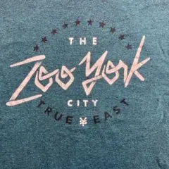 【古着】ZOO YORK ロゴTシャツ ブルーグリーン 杢 L