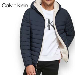 新品 Calvin Klein カルバンクライン 中綿ダウンジャケット ネイビー 紺 ダウン ダウンコート コート L
