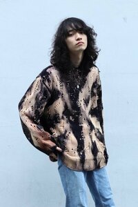 新品未使用　SYU.HOMME/FEMM Fire works pullover Sweater（BLACK）　シューオムヘム　ファイヤーワークスプルオーバーセーター H20ss-1