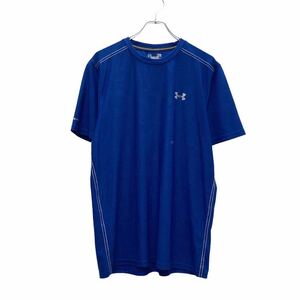 UNDER ARMOUR 半袖 ロゴ Tシャツ L ブルー グレー ホワイトステッチ アンダーアーマー スポーツ ドライ 古着卸 アメリカ仕入 a507-5612