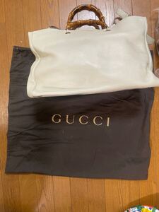 1円 超美品 GUCCI グッチ バッグ イタリア製 レザー ハンドバッグ ホワイト バンブーハンドル 323658 a498