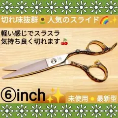 スラスラ滑らかに切れるスライドシザー美容師プロ用ハサミ笹刃シザー✨ルックス満点✨