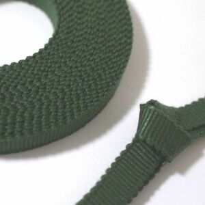 03-04-05）国内産　木綿　真田紐　綿100％　三分紐　平紐　深緑色　5ｍ　Samurai ribbon（Sanadahimo）