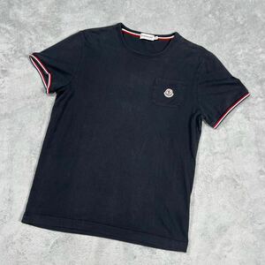 1円〜　MONCLER モンクレール　胸ポケット　ロゴワッペン　半袖Tシャツ　ブラック　Sサイズ