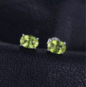 新品 天然石ペリドット ピアス 大粒 1.78ct シルバー925 ピアス ペリドット 刻印 有 プレゼント 高品質 銀 アクセサリー 緑　送料無料