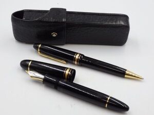 26858Ed【1円スタート】Mont Blanc モンブラン マイスターシュテュック 149 万年筆 ペン先18K 750 ボールペンセット レザーケース付き