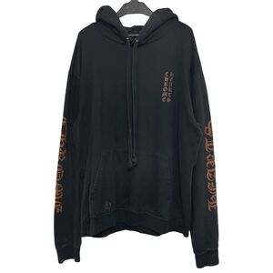 【中古】 CHROME HEARTS クロムハーツ 袖ロゴプリント プルオーバーパーカー ブラック×ブラウン フーディ メンズ 24011544DS