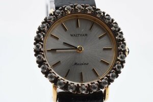稼働品 ウォルサム 石付き ラウンド ゴールド 手巻き レディース 腕時計 WALTHAM
