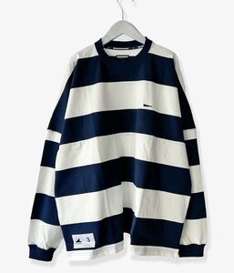 希少★新品本物【紺2】HORIZONTAL STRIPE LS ホリゾンタル ストライプ 織ネーム 刺繍 正規品 ディセンダント 限定入手困難 DESCENDANT 23SS