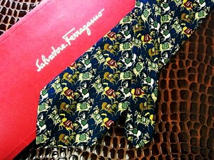 ♪今週の特売980円～♪0842♪良品【Ferragamo】フェラガモ【馬 ウマ 動物 柄】ネクタイ♪