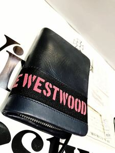 送料込●新品● Vivienne Westwood コンパクト財布 ネイビーA 本牛革 ロゴベルト L字ファスナー ヴィヴィアン ウエストウッド ビビアン