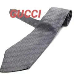 【高級】GUCCI グッチ グレー GGロゴ ネクタイ 鼠色　希望者おまけ付き