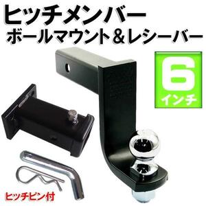 ■ヒッチメンバーヒッチマウント がたつき防止機能付きレシーバー付 黒６インチ　E