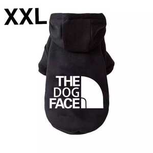 The dogfaceドッグフェイス犬服パーカーペット用洋服ドッグウェア黒XXL裏起毛 