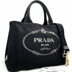 1円〜 ◆人気◆ PRADA プラダ カナパ S 2way ミニ ブラック 黒 キャンバス ショルダーバッグ ハンドバッグ 三角プレート ユニセックス 