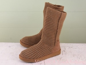 MK348◆レディース【アグ UGG】ニットブーツ 茶 ブラウン 26cm