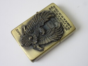 ☆ Zippo ジッポ 1993年 ビンテージ ゴールドカラー オイルライター イーグル ウイング アメリカン メタル貼り BRADFORD.PA ジャンク品