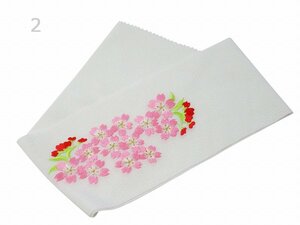 ■七五三 お子様用■ ポリエステル 花刺繍柄入り 白地半衿　ch-23（23-2）　【半襟 女の子用 和装小物 着付け小物】