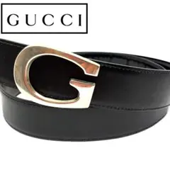 GUCCI グッチ レザーベルト 本革 Gロゴ Gマーク レディース ブラック