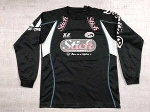 THIRD ROW アメカジ ストリート モータースポーツ レーシング Stick eternal recurrence 長袖Tシャツ カットソー メンズ 肩プリント L 黒