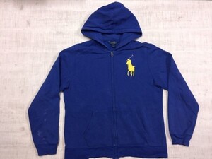 ポロ ラルフローレン Polo Ralph Lauren アメトラ 胸元ロゴ ジップアップ スウェットパーカー ジャケット レディース コットン混合 XL 青