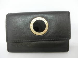 ☆E-226☆BVLGARI ブルガリ 6連キーケース レザー 革 ブラック 中古美品☆