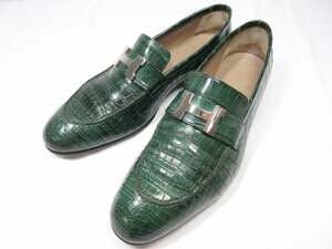 美品 【エルメス HERMES】 181362ZH コンスタンス クロコダイルローファー 革靴 シューズ (メンズ) size42 グリーン ●18HT2227●