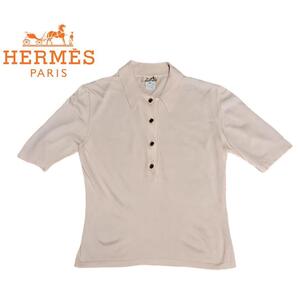 Hermes サマーシルクニット ピンク 金ボタン セリエ