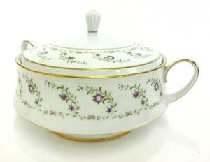 美品♪Noritake・ノリタケ★陶鍋 蓋付き スープポット 小花柄 金彩 2451 CATHERINE ブランド食器 中古 19-40101