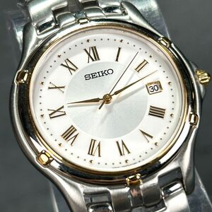 美品 SEIKO セイコー DOLCE ドルチェ 7N32-0100 腕時計 クオーツ アナログ カレンダー コンビカラー ステンレススチール 動作確認済み