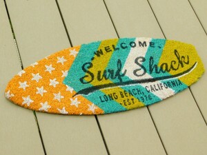 【サーフボード型 コイヤーマット】※《Surf Shack・カリフォルニア》　アメリカン雑貨　ガレージ　玄関マット