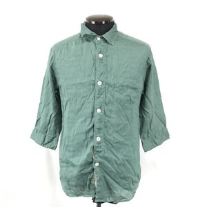 JOURNAL STANDARD★麻100％/七分袖シャツ【Mens size -L/緑/グリーン】linen shirts/Tops◆BG949