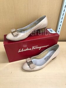 【Ferragamo】　フェラガモ　シューズ　靴　パンプス　レディース　ピンク　ベージュ　約24.5cm　SY02-IE9