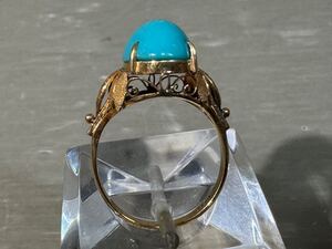 K968 【 K18 リング ターコイズ #16号 総重量約4.42g 】18金 GOLD 指輪 アクセサリー