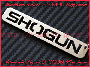 三菱 パジェロ PAJERO SHOGUN ロゴ ステンレス キーホルダー 新品