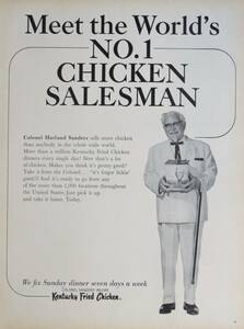 稀少！1966年ケンタッキー・フライド・チキン広告/Kentucky Fried Chicken/カーネルサンダース/G